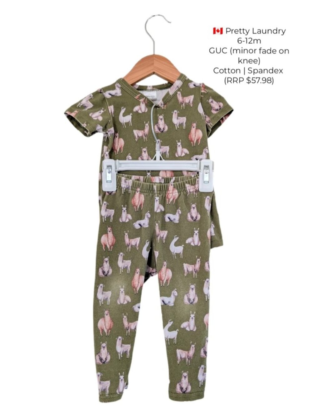 Pretty Laundry (Little & Lively) Bamboo Llama Set 6-12m | Short Sleeve & Legging